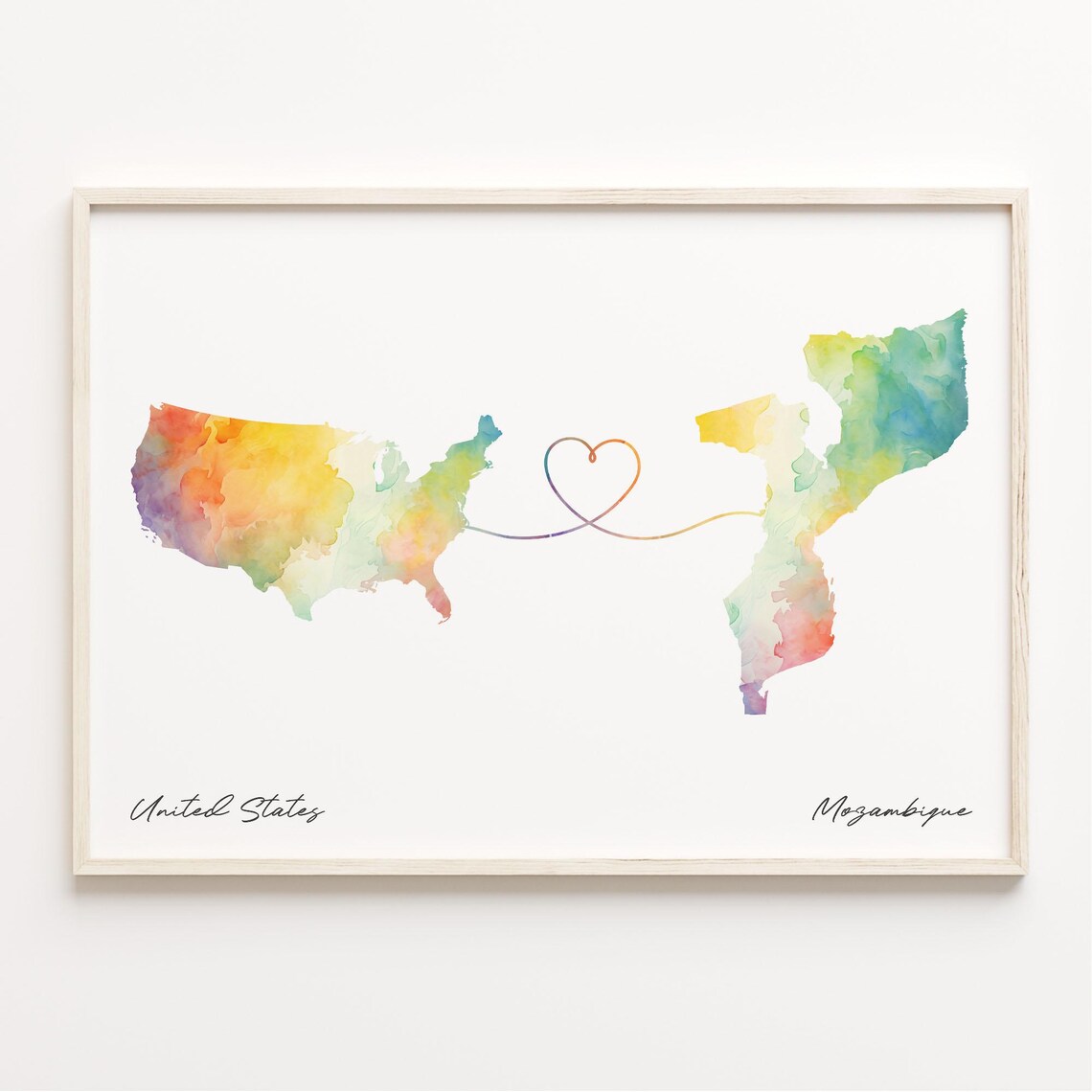 Us To Mozambique Watercolor Map Travel Poster