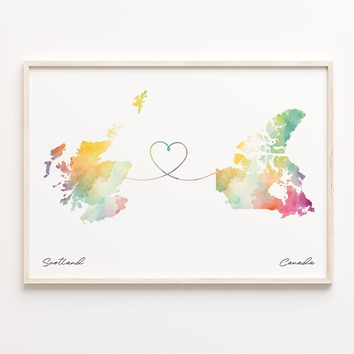 Scotland To Canada Watercolor Map Travel Poster