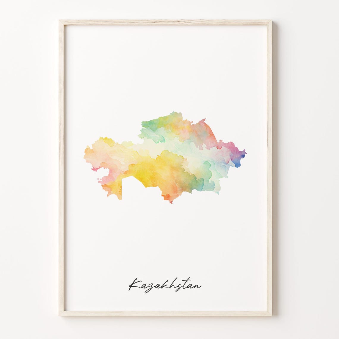 Kazakhstan Country Watercolor Map Central Asia Shape Art Print