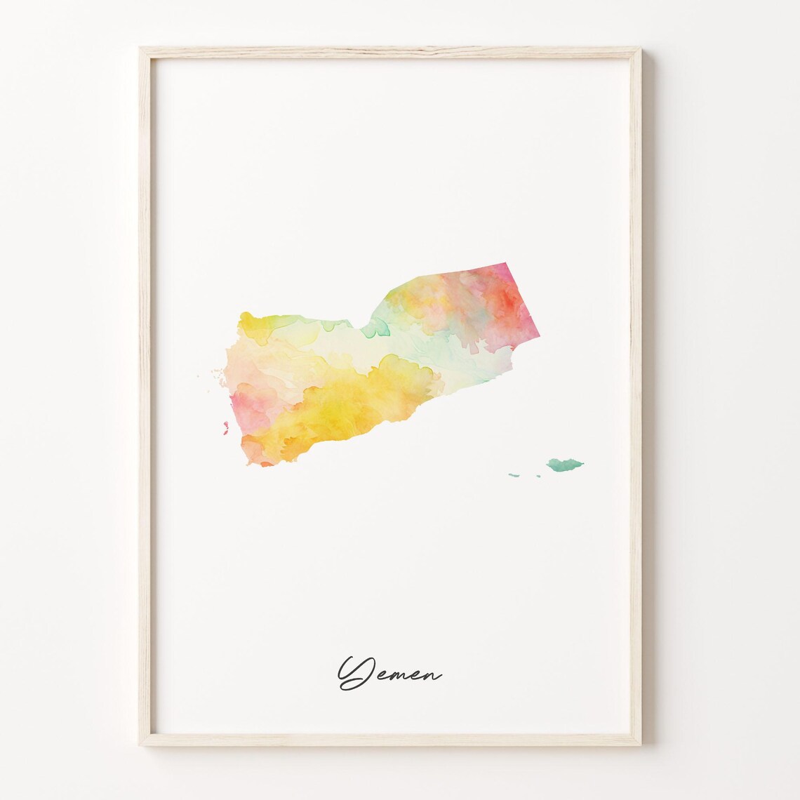 Vibrant Yemen Watercolor Map Colorful Country Silhouette Art Poster