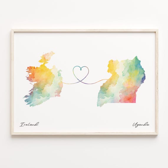 Ireland To Uganda Print Watercolor Map Poster Turkmen Gift Travel Wall Art Adventure Awaits C231181