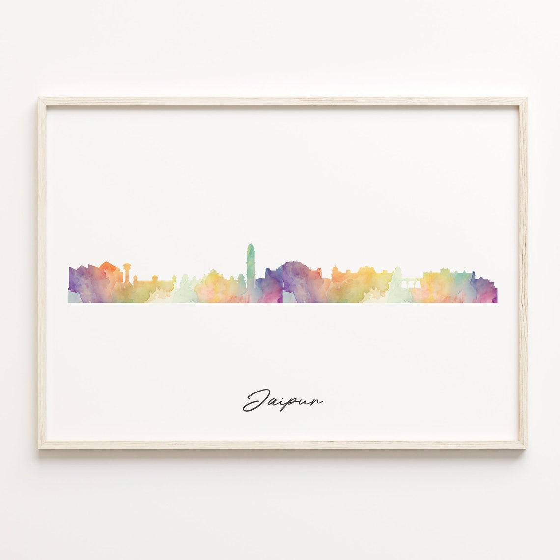 Jaipur India Watercolor Skyline Cityscape Travel Gift Poster