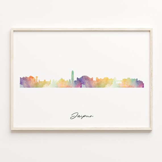 Jaipur India Watercolor Skyline Cityscape Travel Gift Poster