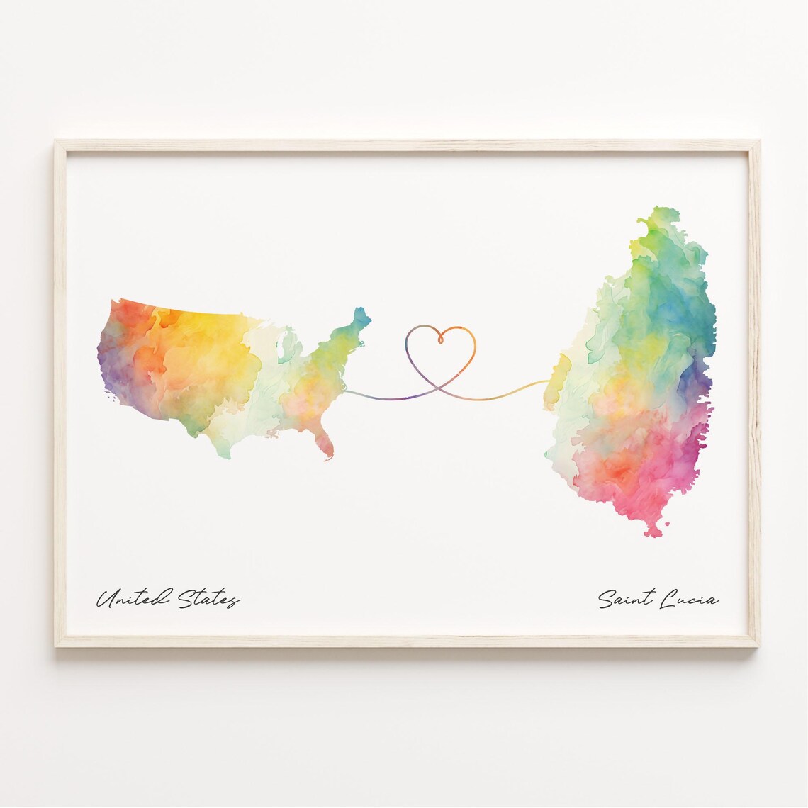 Us To Saint Lucia Watercolor Map Travel Poster