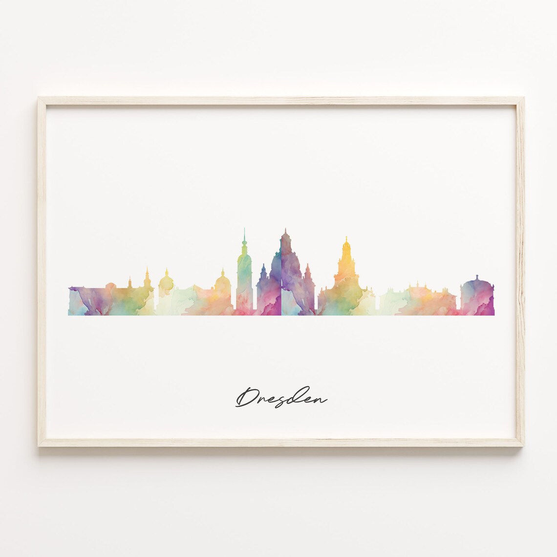 Dresden Germany Colorful Watercolor Skyline Cityscape Art Poster