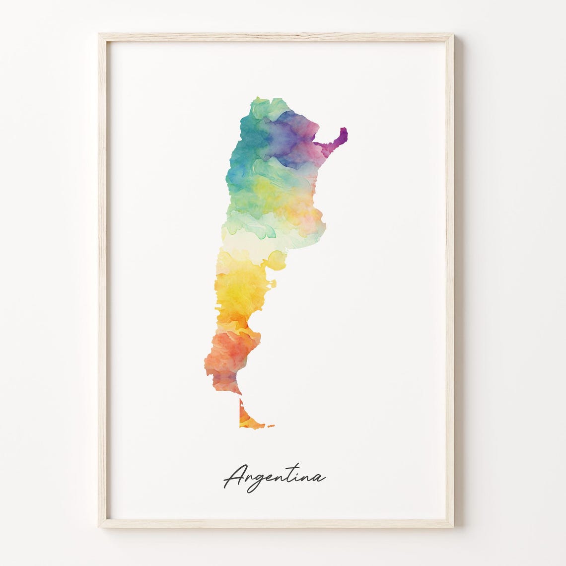 Argentina Country Watercolor Map South America Shape Art Print