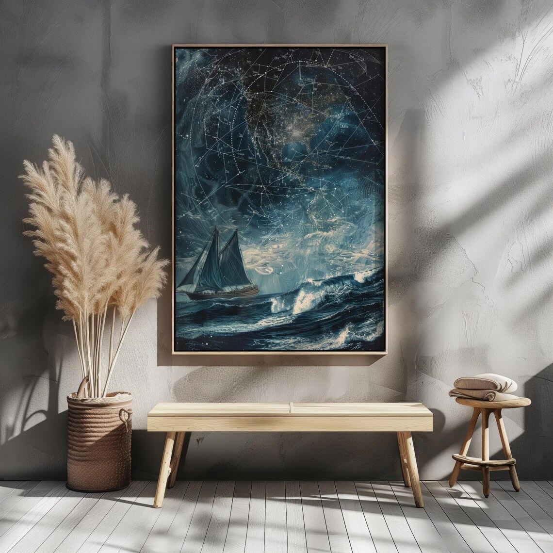 Nautical Night Sky Constellation Art, Celestial Ocean Scene - Image 8