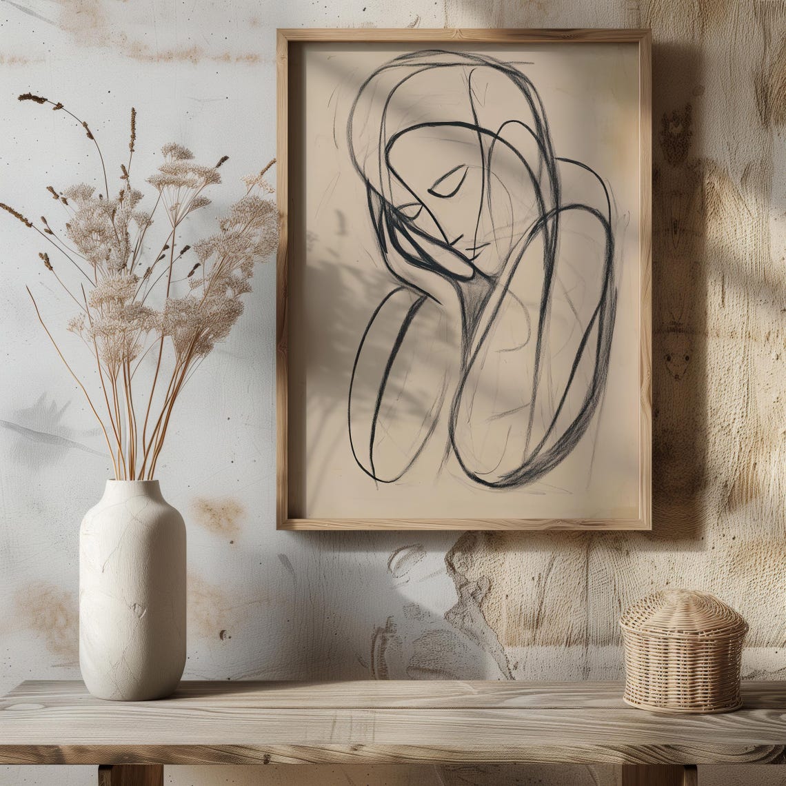 Resting Figure Minimalist Line Art Abstract Contour Drawing Poster - Image 8