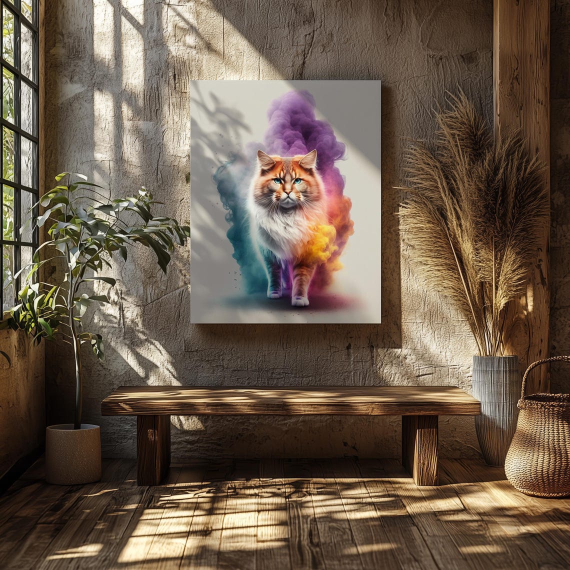 Fluffy Cat Rainbow Smoke Long Hair Cat Nursery Animal Art Poster - Image 8