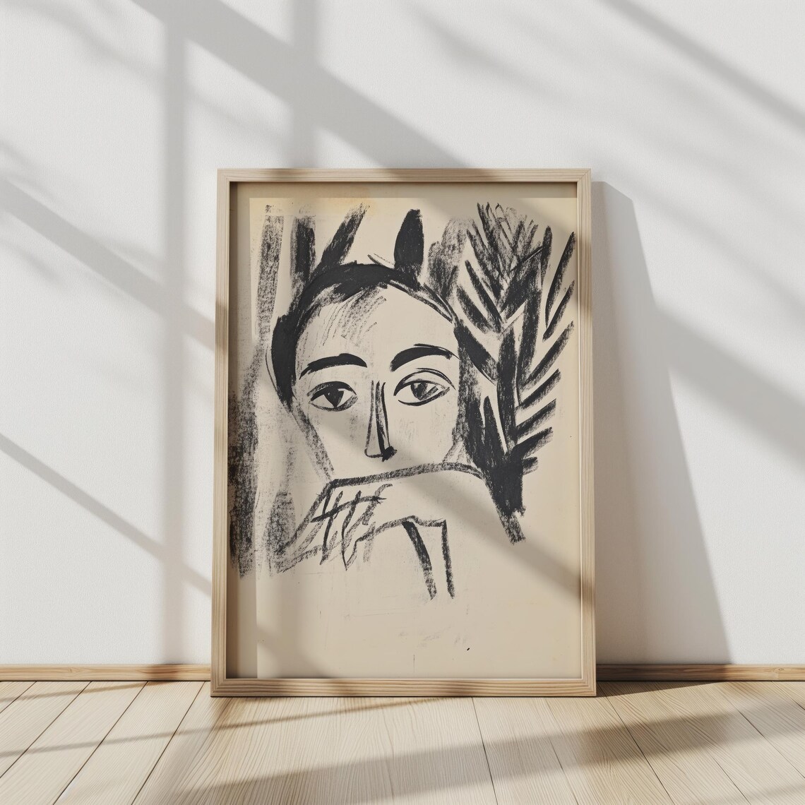 Reflective Woman Abstract Portrait Black Ink Modern Minimalist Poster