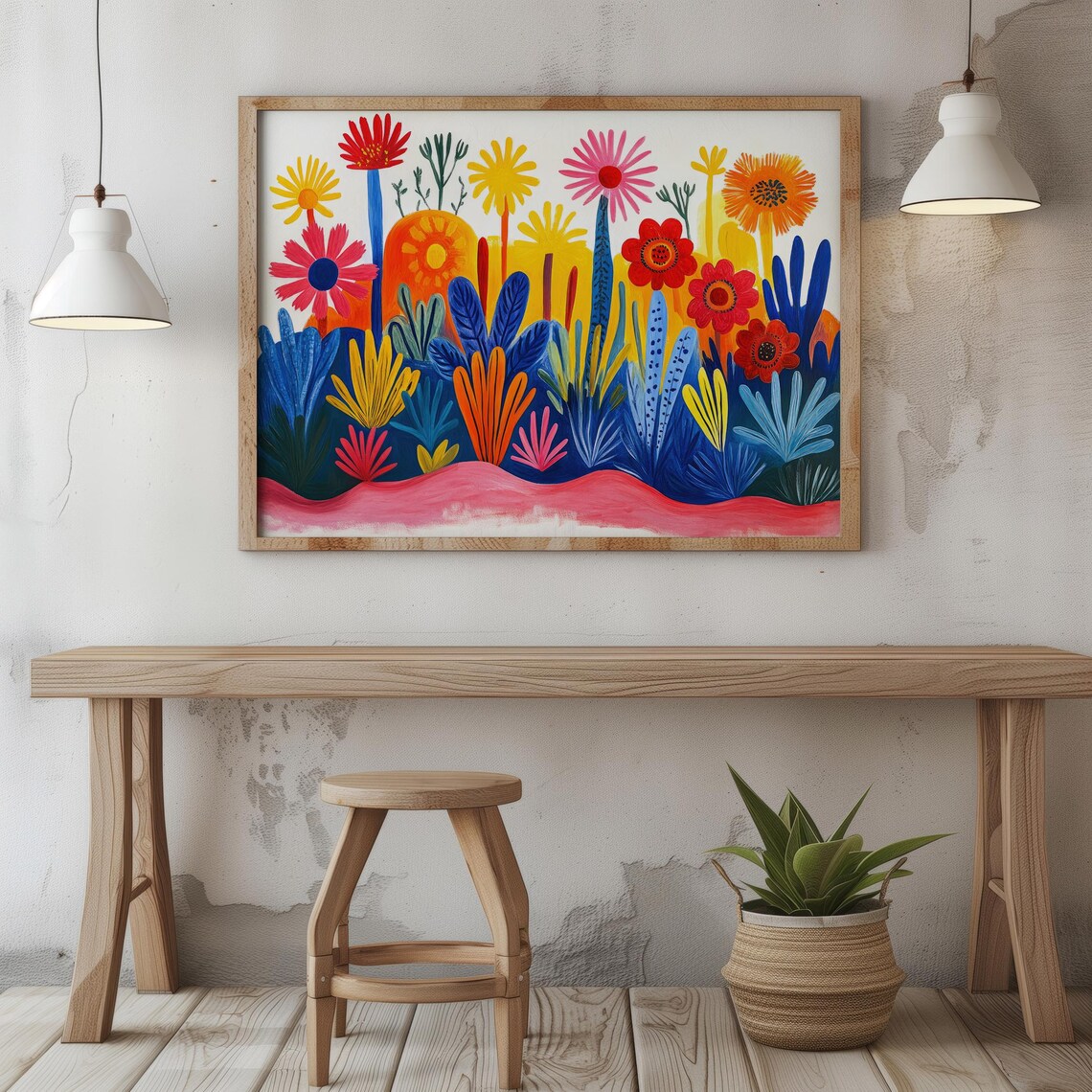 Matisse Inspired Garden Bold Colorful Cut Out Flowers Vibrant Wall Art Print - Image 7