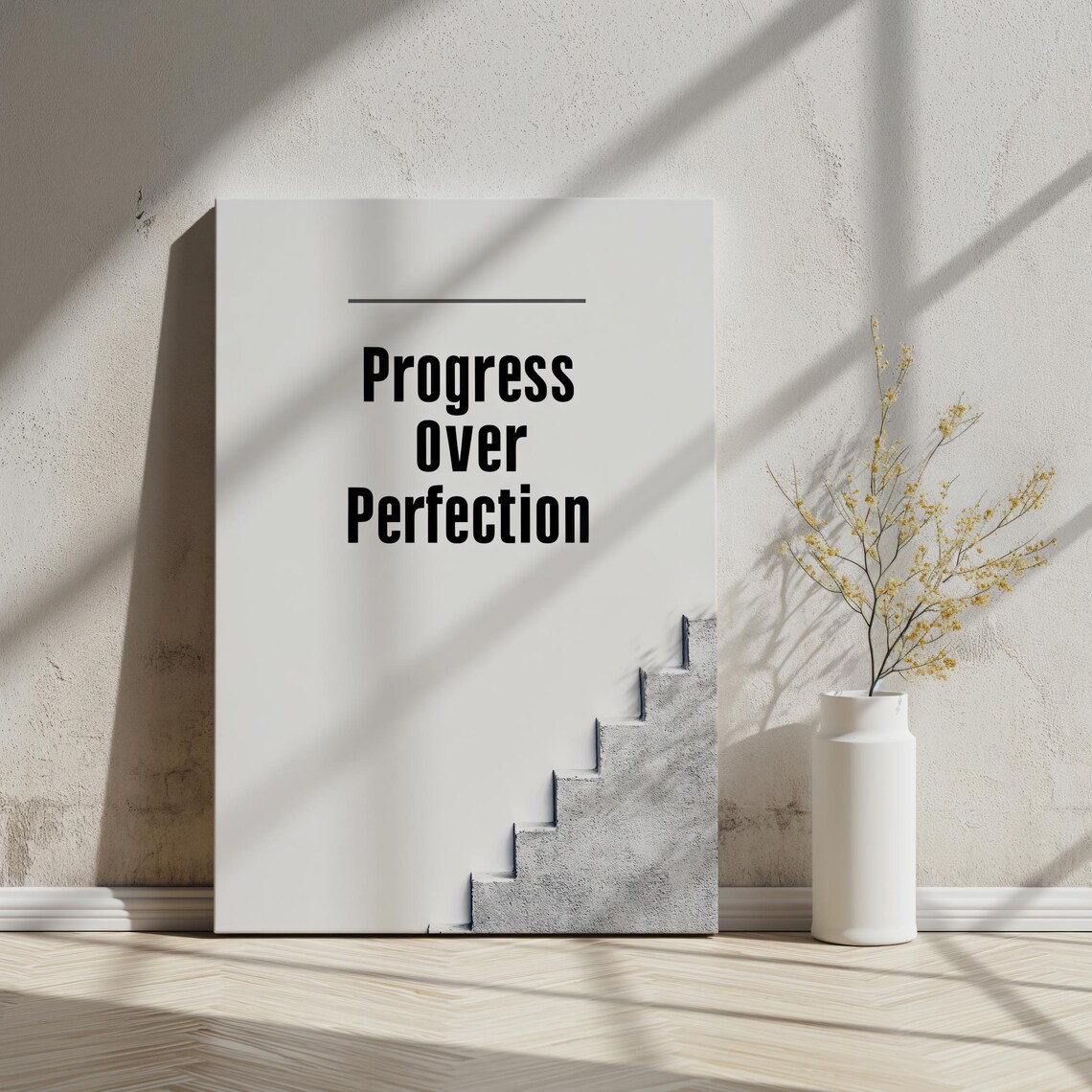 Progress Over Perfection, Minimalist Motivational Art Print