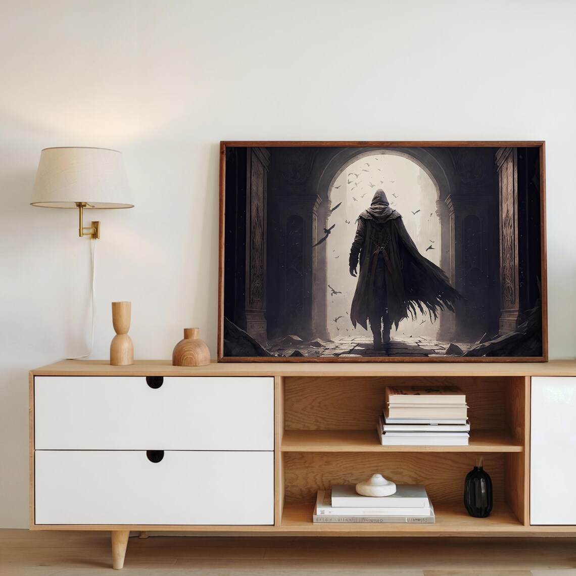 Dark Fantasy Hooded Cloaked Figure Gothic Archway Ruins Mystic Art Poster - Image 7