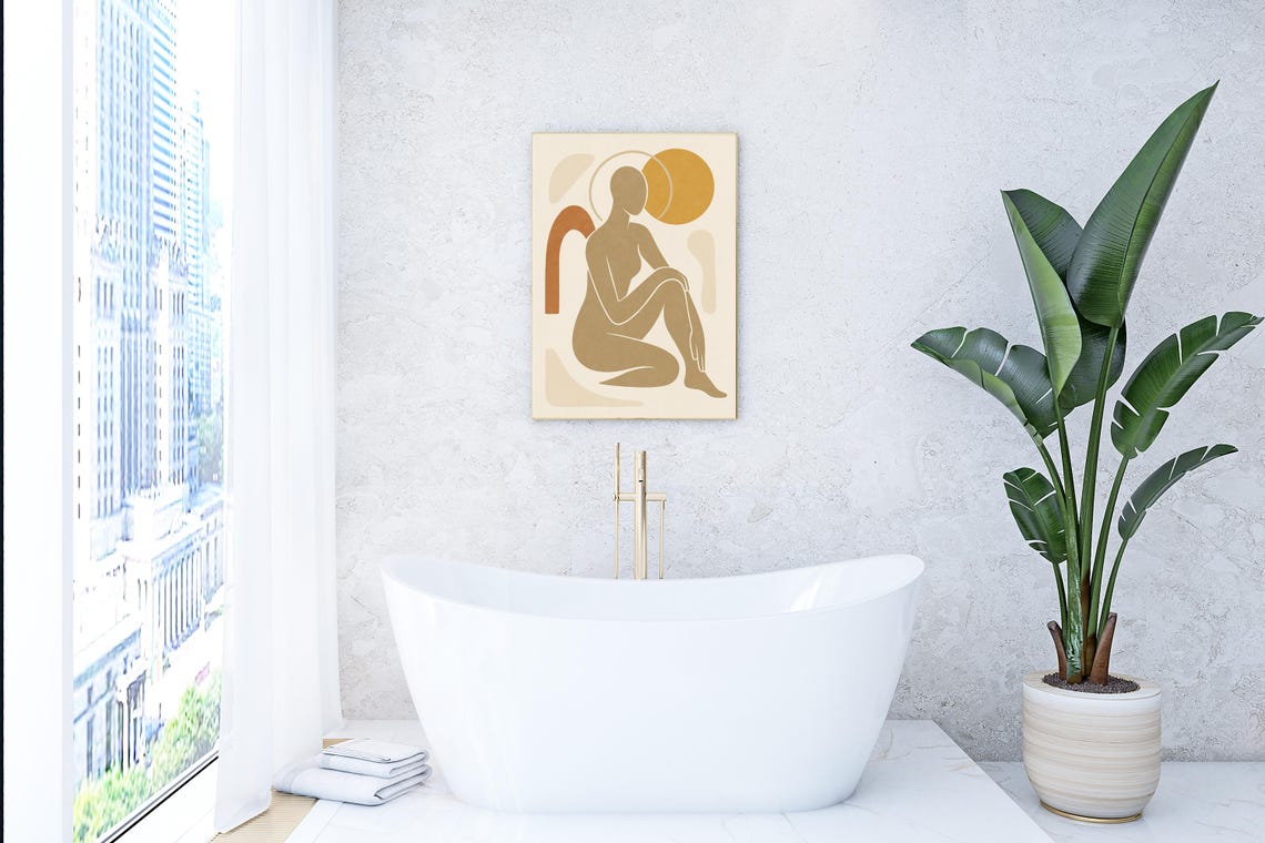 Boho Nude Female Silhouette Minimalist Body Line Neutral Tones Poster - Image 5