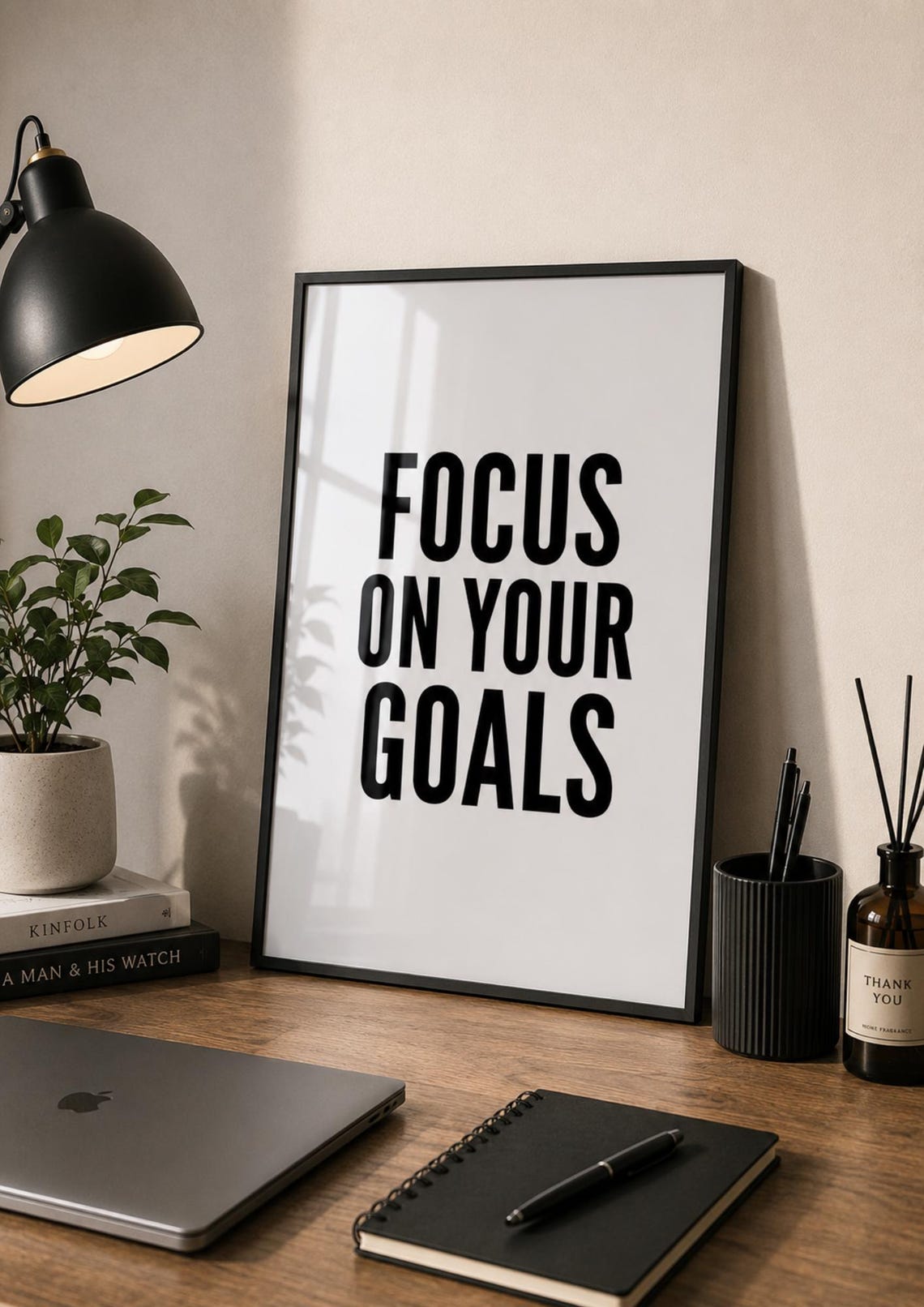Focus on Your Goals Bold Minimalist Office Motivation Art Poster