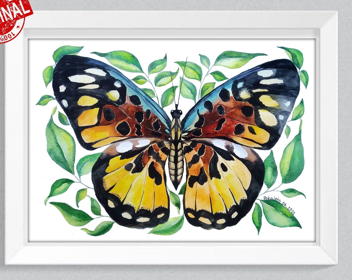 Monarch Butterfly Original Watercolor Painting Floral Botanical Artwork Garden Wall Art Butterfly Ornament Artwork Butterfly Lover Gift - Image 5