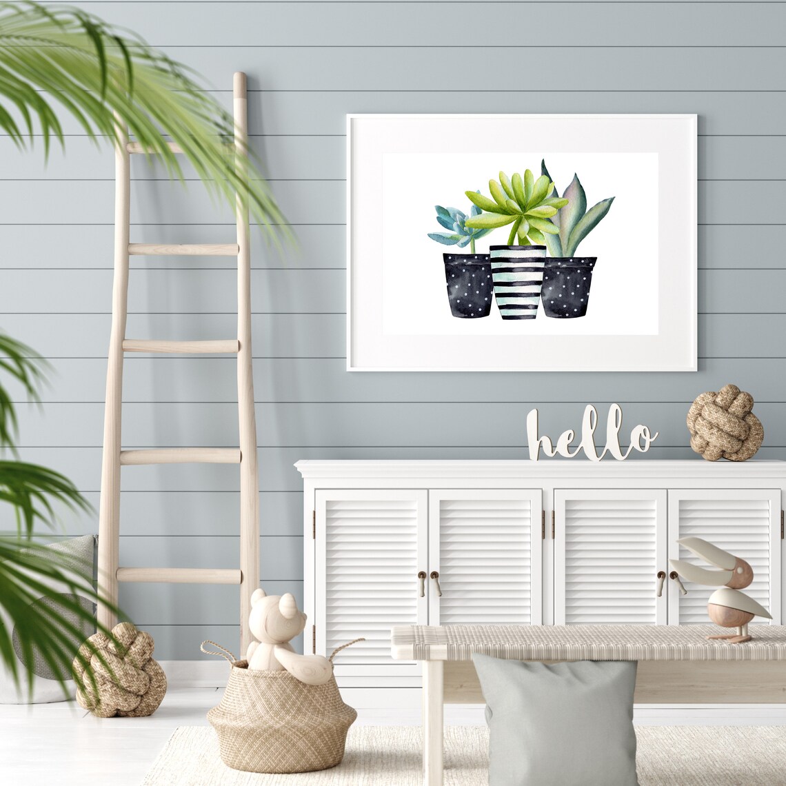 Potted Succulents Watercolor Botanical Wall Art - Image 6