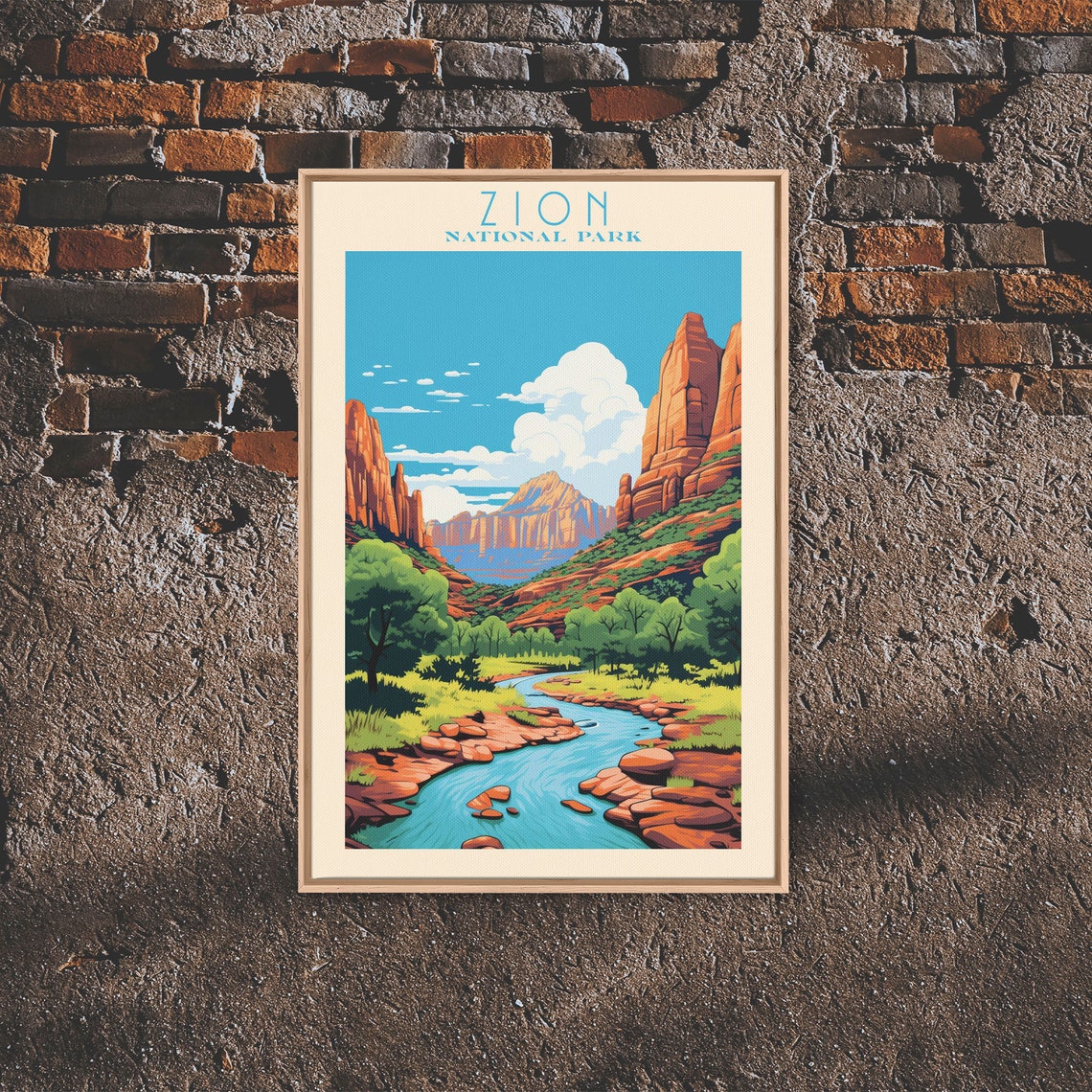 Zion National Park Red Canyon River Daytime View Travel Poster - Image 2