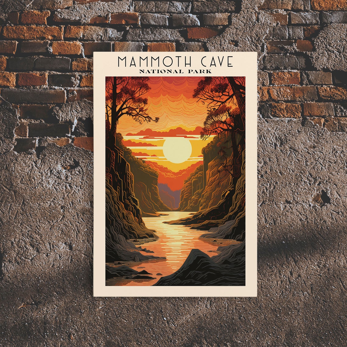 Mammoth Cave National Park Sunset River Cliffs Travel Poster - Image 2