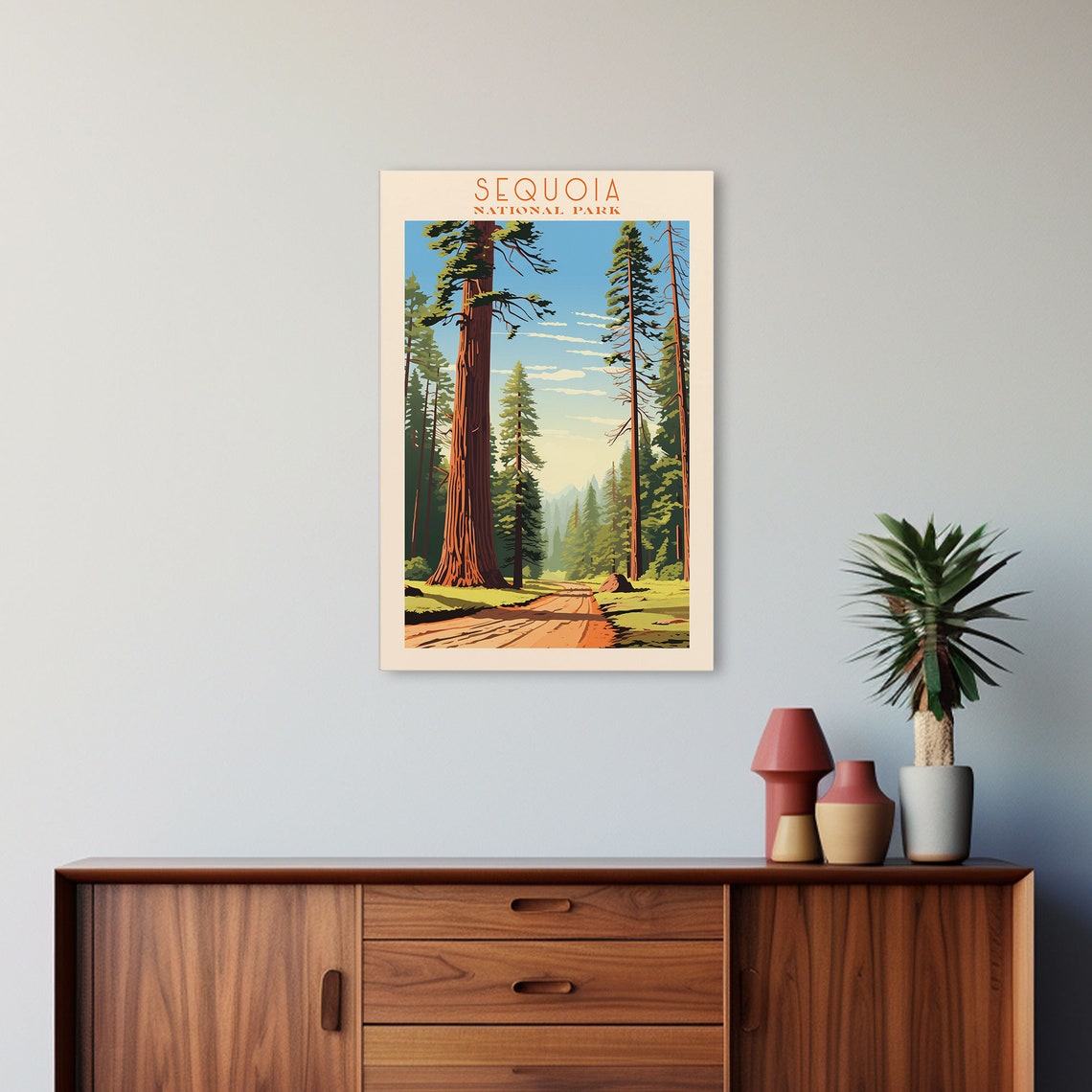 Sequoia National Park Giant Redwood Forest Road Travel Poster