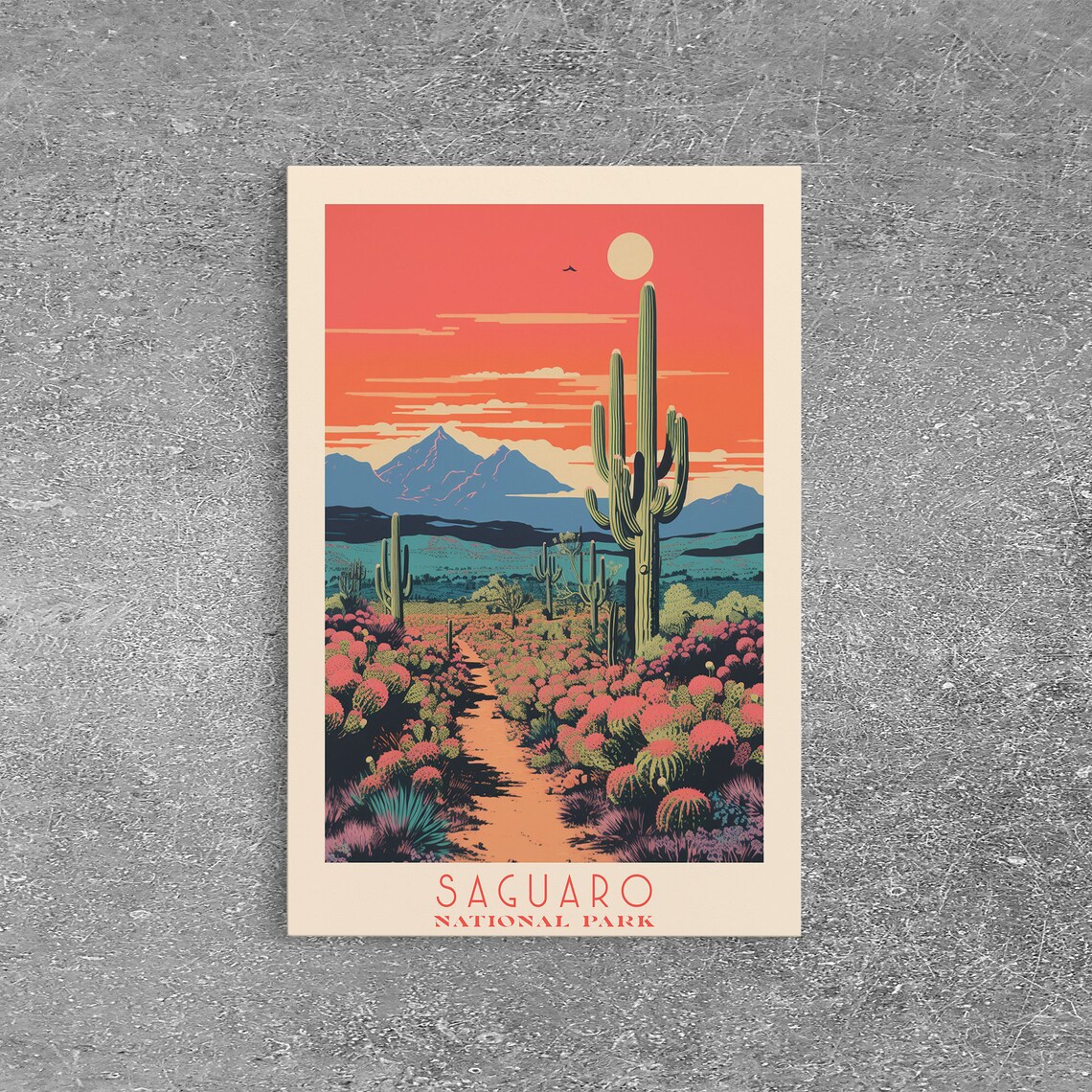 Saguaro National Park Desert Sunset Saguaro Cactus Travel Poster - Image 2