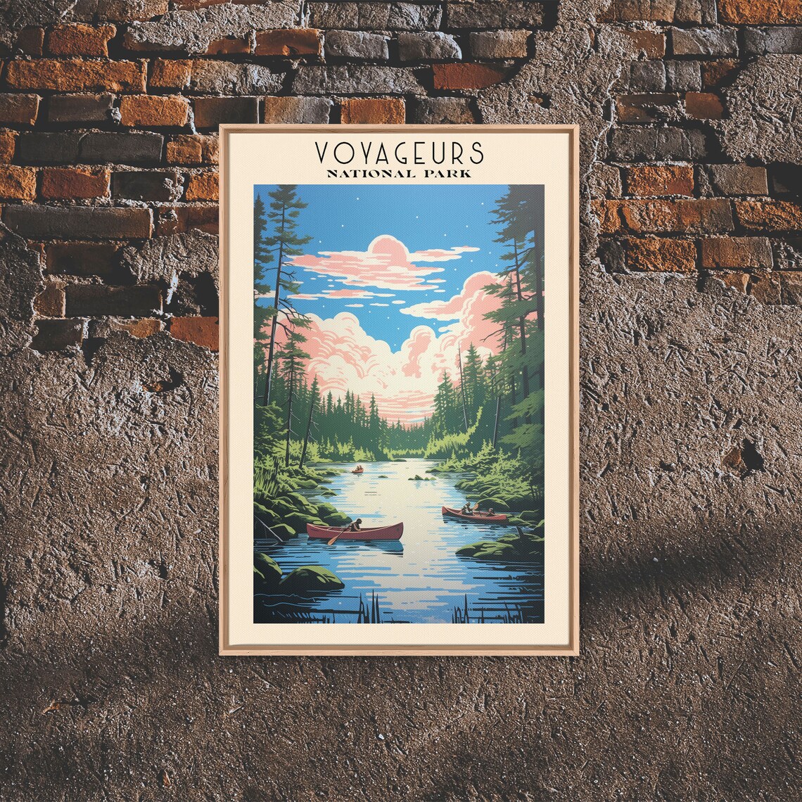 Voyageurs National Park Canoes On Northwoods Lake Travel Poster - Image 2
