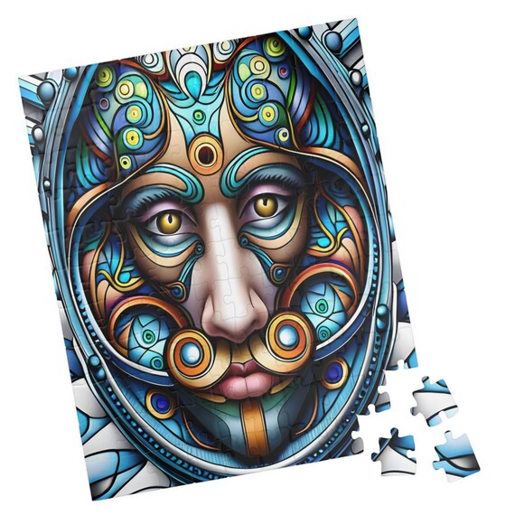 The King Fantasy Portrait Puzzle Geometric Jigsaw Abstract Art Cubist Portrait Art Modern Art Unique Artwork Cubism Portrait