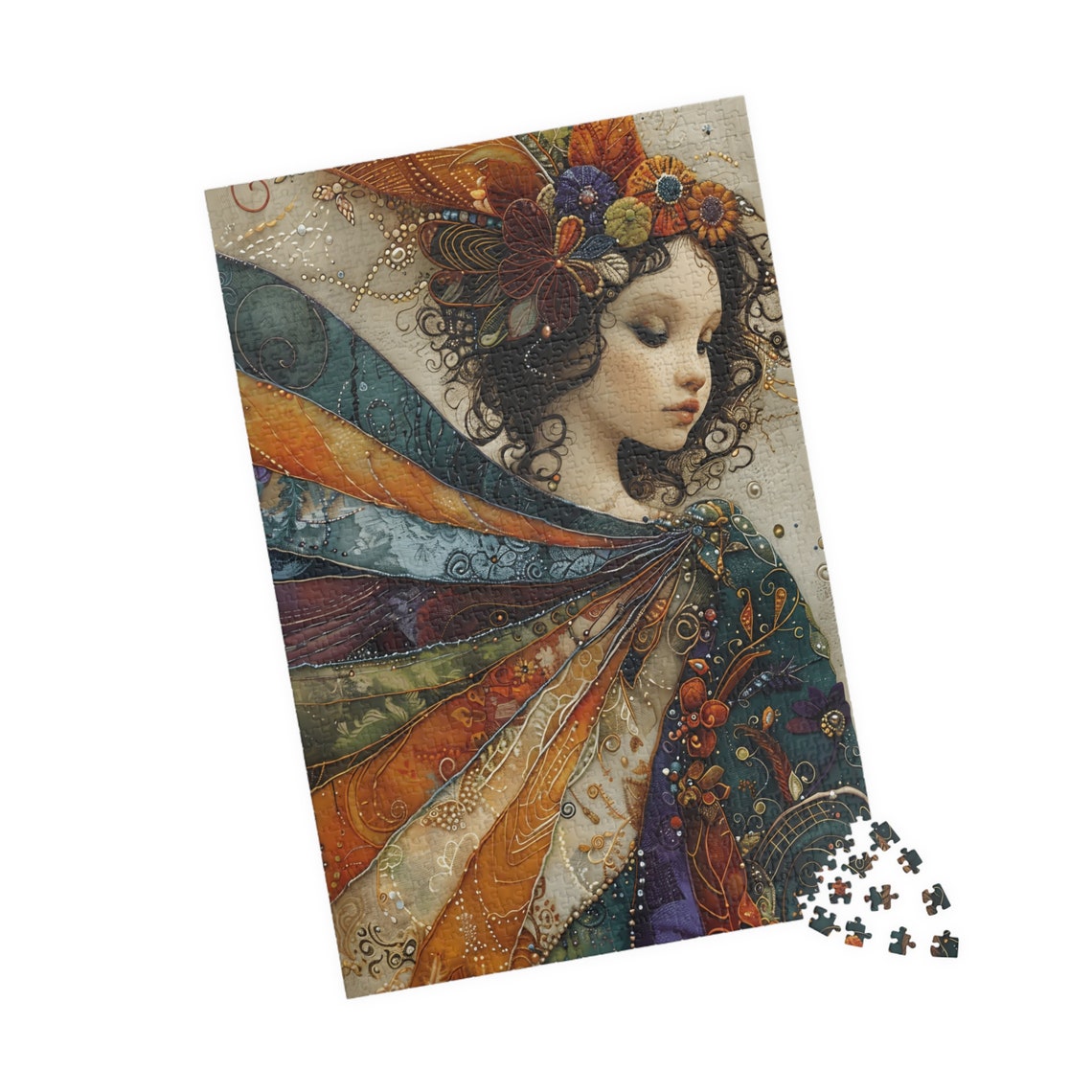 Dreamy Butterfly Girl Wearing a Vibrant Rainbow Flower Crown Poster - Image 5
