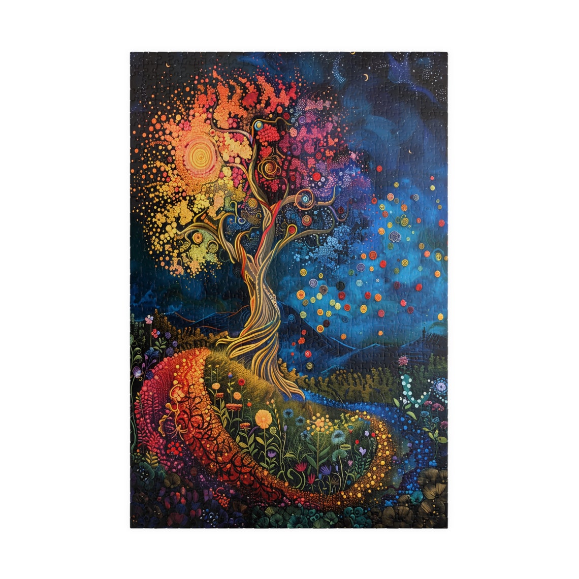 Colorful Tree of Life Starry Night Rainbow Path Nature Art Poster - Image 3