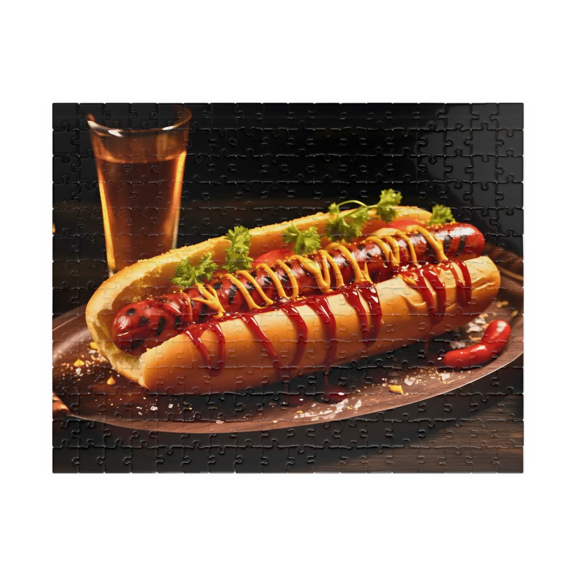 Gourmet Loaded Hot Dog with Mustard Ketchup and a Cold Beer Poster - Image 5
