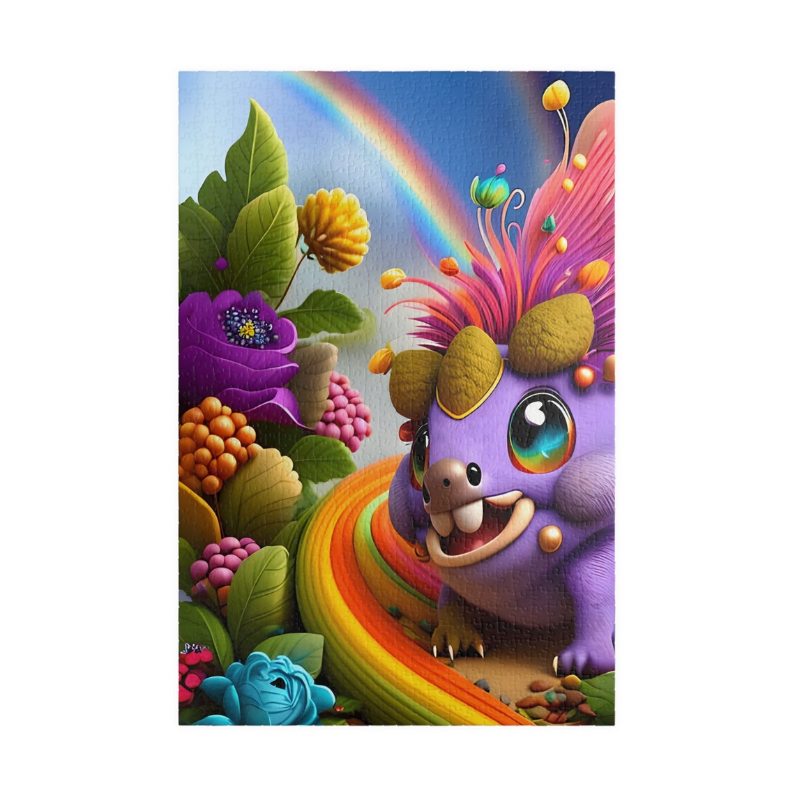 Chromo Happy Purple Fantasy Creature Rainbow Garden Kids Poster - Image 3