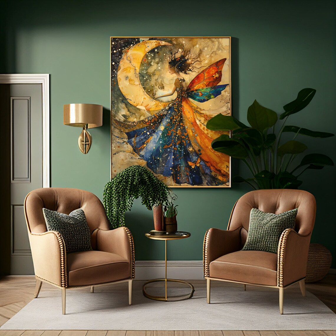 Moon Fairy With Crescent Moon In A Flowing Starry Night Gown Poster - Image 2