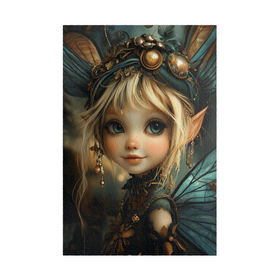 Ember Fairy In Black With Bronze Goggles And Teal Wings Dark Art Poster - Image 3
