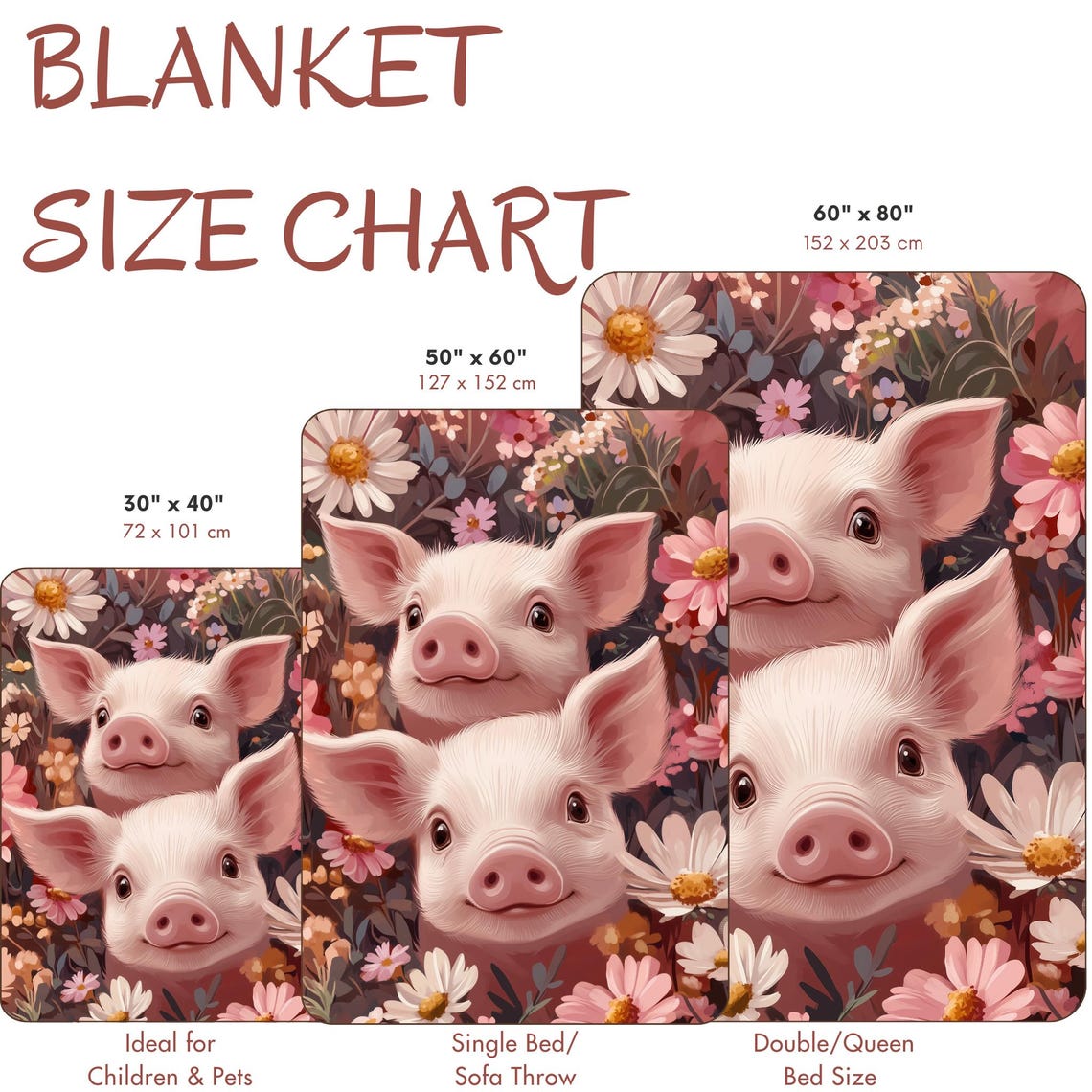 Two Cute Pink Piglets Peeking Through a Field of Flowers Poster - Image 4