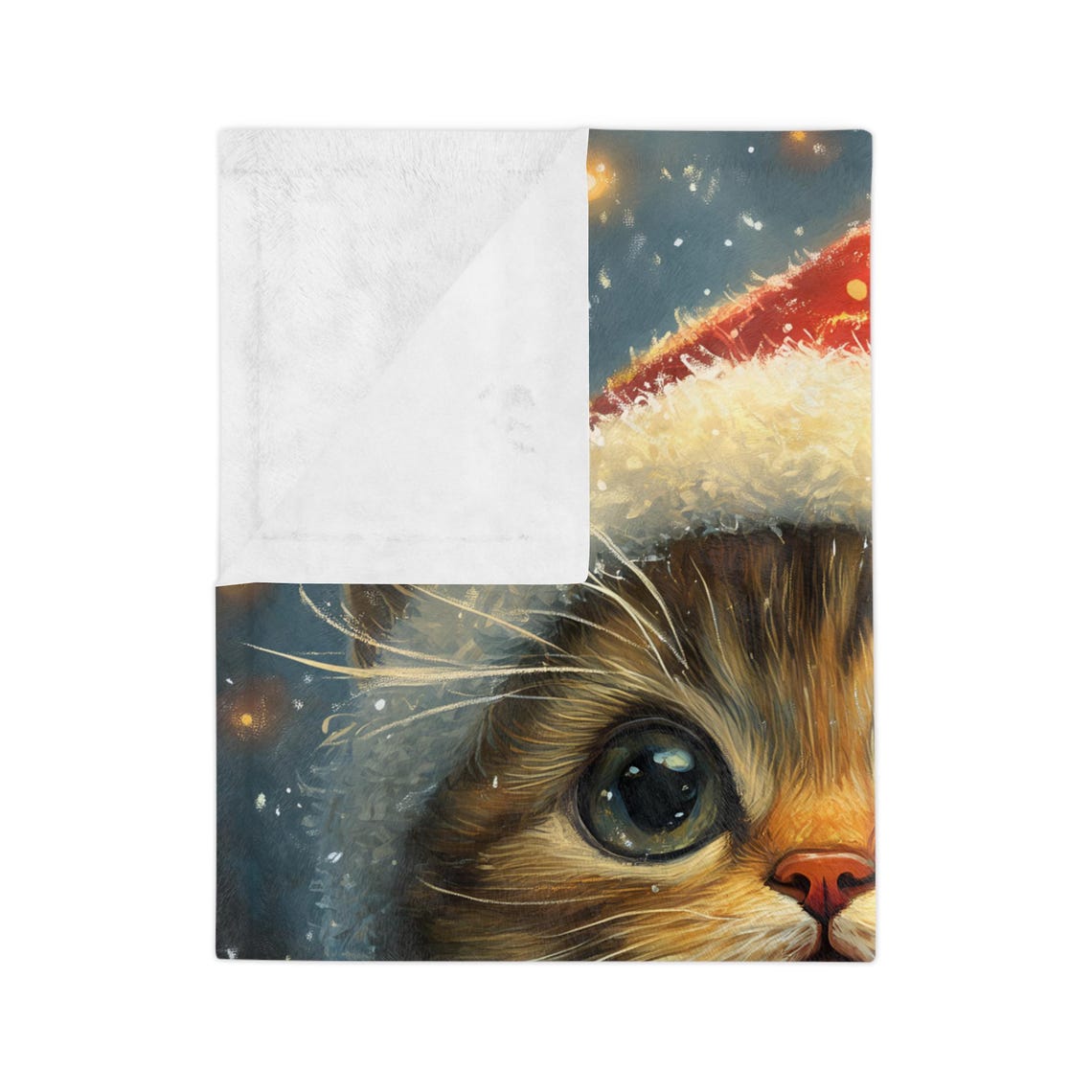 Cute Tabby Kitten In Santa Hat And Red Scarf Christmas Wall Art - Image 3