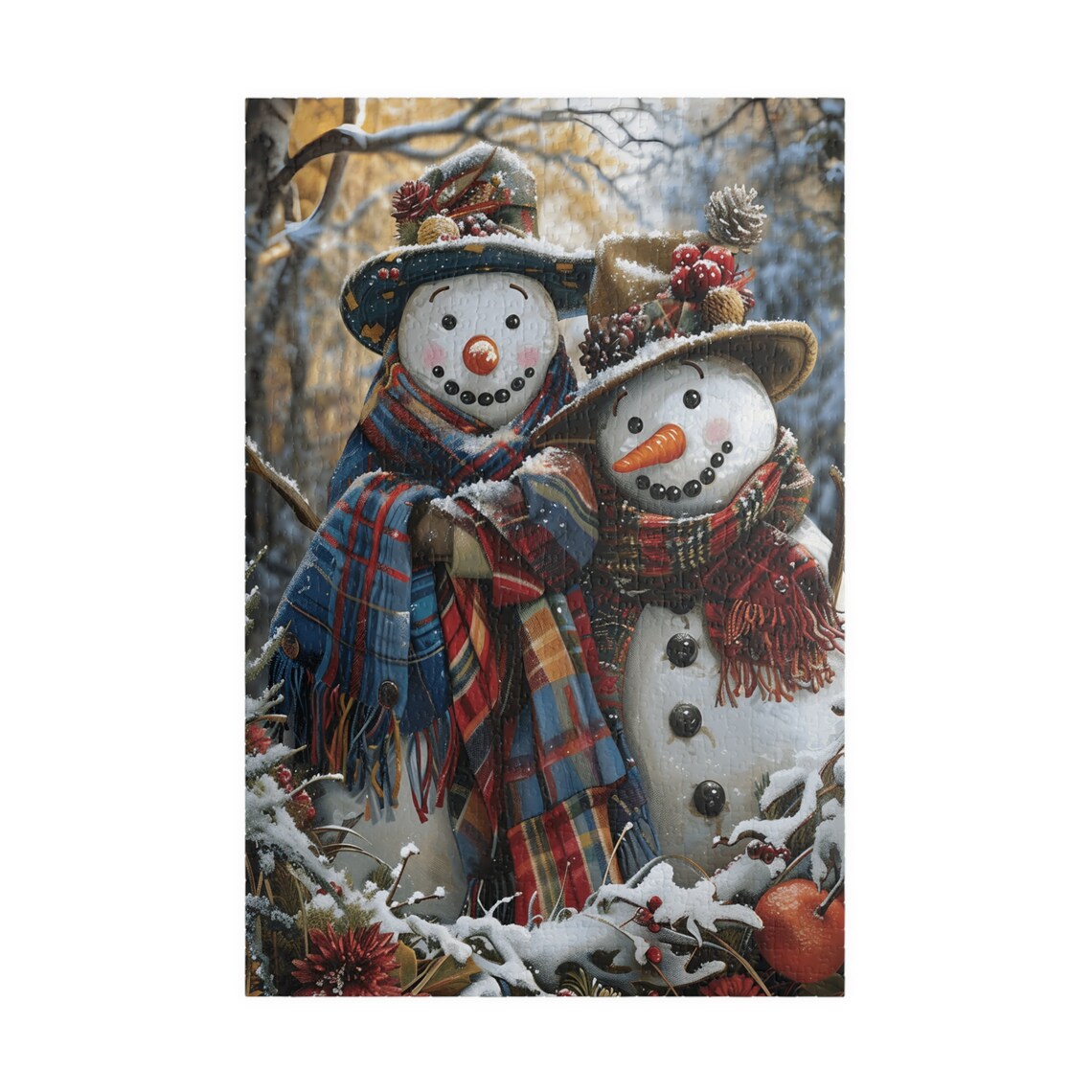 Snowman Couple Holiday Puzzle, Family Activity - Image 3