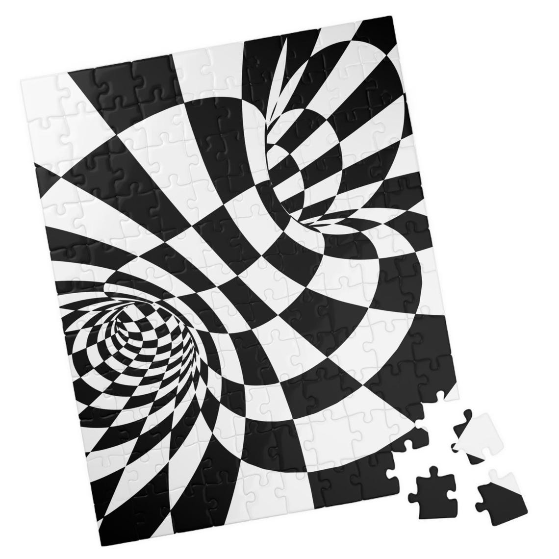 Black and White Spiral Vortex Tunnel Optical Illusion Art Poster
