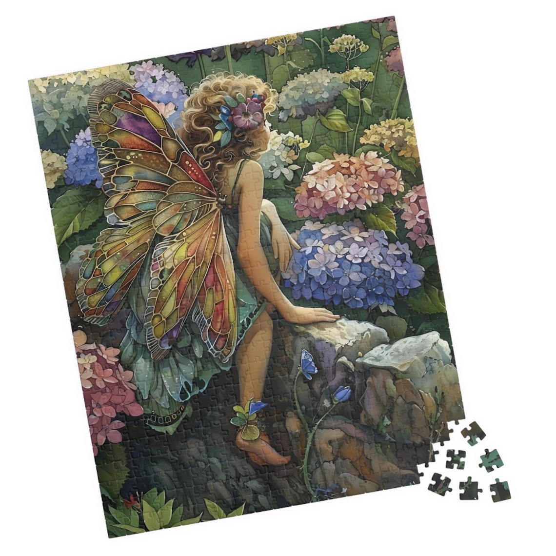Hydrangea Fairy Watercolor Garden Faerie Art Print