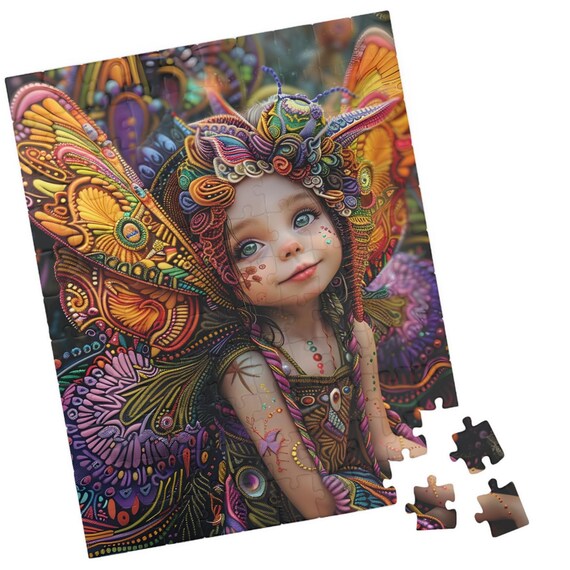 Festive Fairy Portrait with Ornate Butterfly Wings Floral Crown Poster