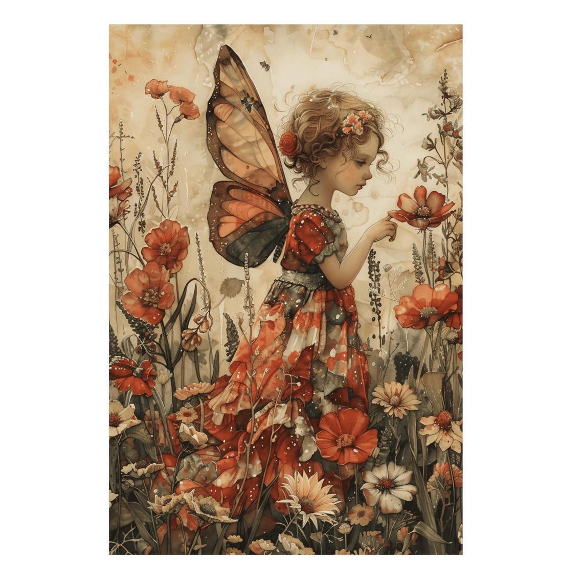 Wildflower Fairy Iii Printposter Flower Faerie Watercolor Wall Art Fantasy Decor For Bedroom Office Living Laundry Room Or Nursery - Image 3