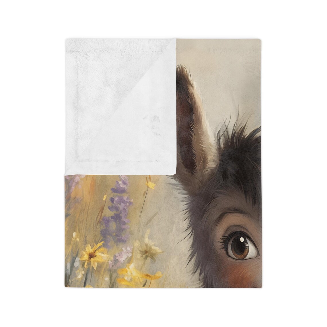 Cute Donkey In A Field Of Flowers Art Print - Image 3