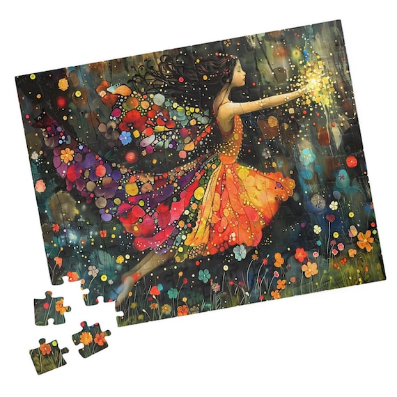 Dancing Fairy Girl in a Blooming Flower Dress Sparkling Garden Poster