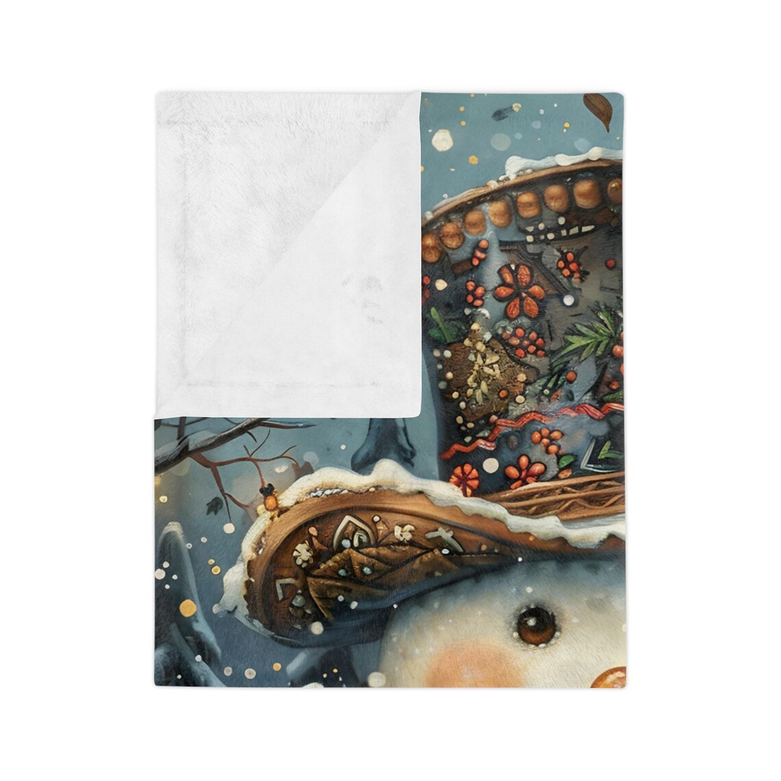 Jolly Snowman Floral Top Hat Winter Holiday Smiling Cheerful Poster - Image 3