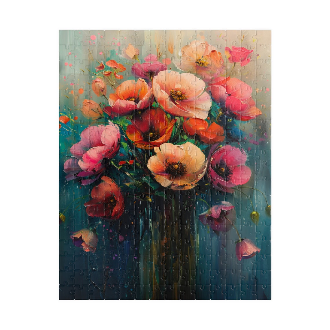 Soft Pink Poppy Bouquet Oil Painting Floral Still Life Poster - Image 2
