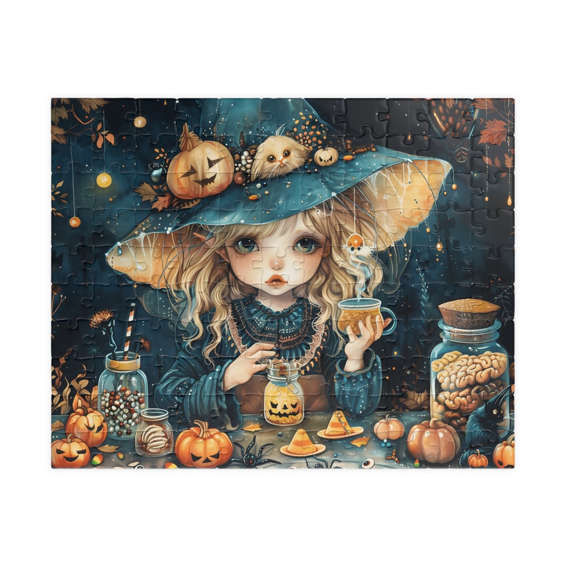 Cute Witch Making Potions Puzzle Halloween Illustration Jigsaw Gift For Holidays Birthdays And Get Well Fun Tech Free Activity - Image 5