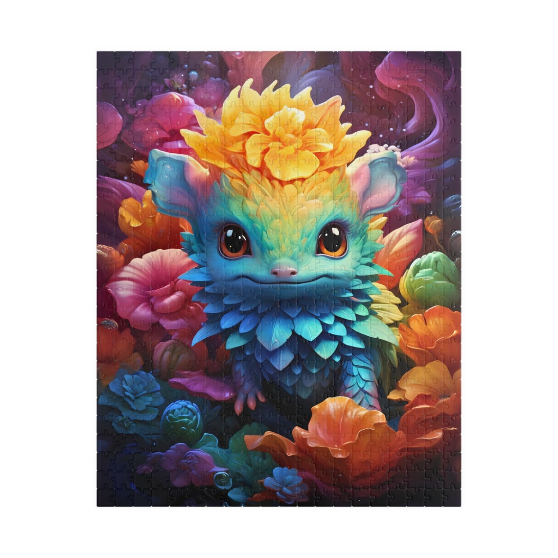 Acceptara Sweet Teal Fantasy Creature with Golden Flower Crown Poster - Image 5