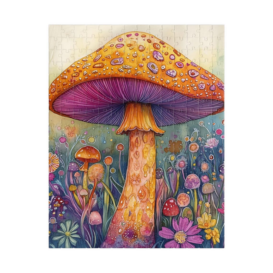 Orange Mushroom With Magenta Gills Among Spring Wildflowers Art Poster - Image 5