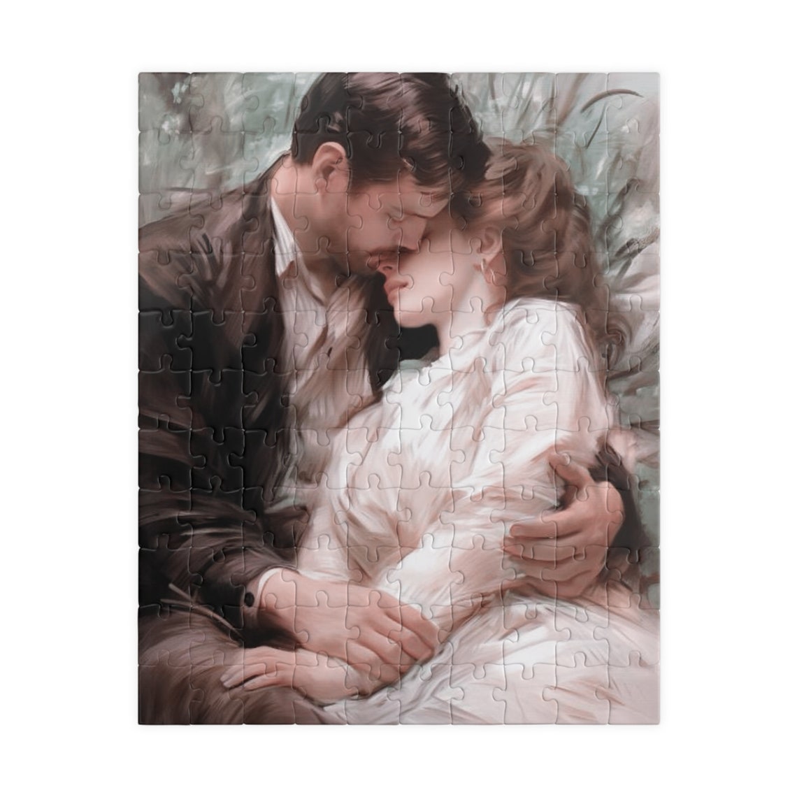 Romantic Victorian Couple Embracing Impressionist Style Art Print - Image 2