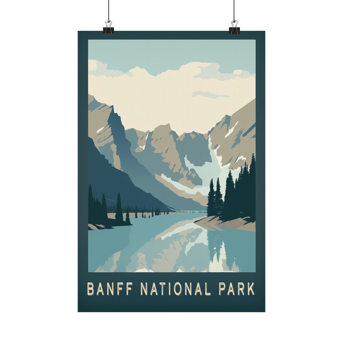 Banff National Park Mountain Lake Retro Vintage Travel Poster