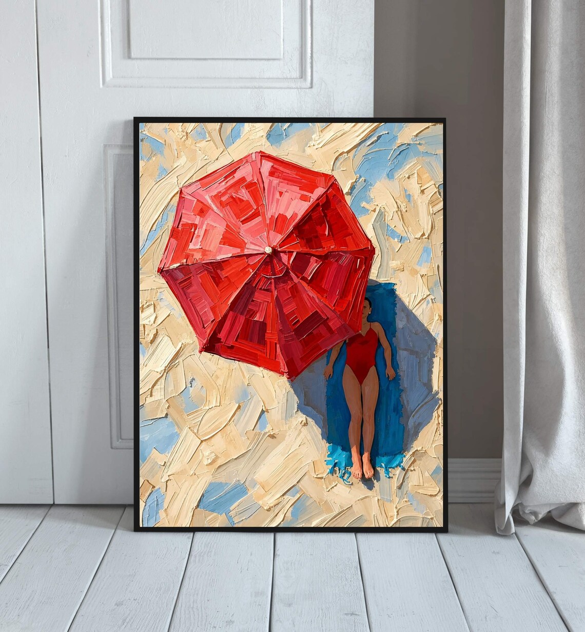 Beach Umbrella Poster Print, Coastal Summer Decor